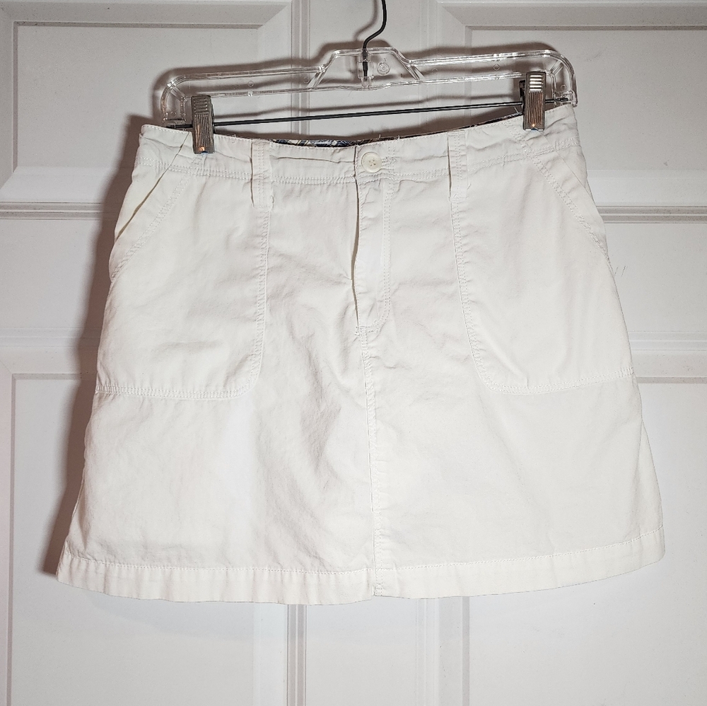 Bamboo Traders Petite White Cotton Mini Skort Pockets Belt Loops 6P